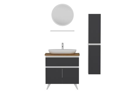 NİKA BANYO DOLABI AY2K1Ç129, BEYAZ ANTRASİT, 85 CM