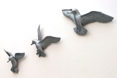 KUŞ ÜÇLÜ DUVAR SÜSÜ, GÜMÜŞ