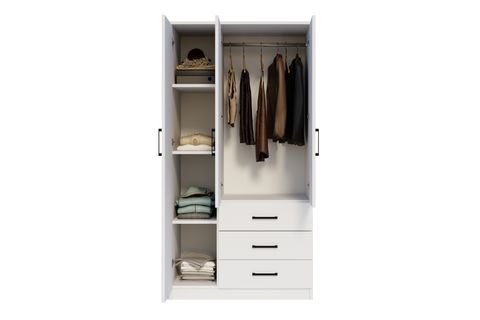 EASY GARDIROP, BEYAZ, 3 KAPILI 3 ÇEKMECELİ