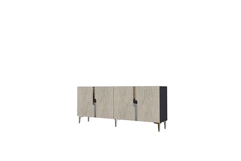 EVVA KONSOL VE TV SEHPASI ANTRASİT TRAVERTEN SİLVER 180 CM KA1828ATS