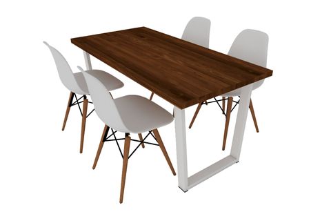 WOODESK HAYAL MASİF SANDALYELİ MASA TAKIMI, CEVİZ RENK, 180X80, CPT7337-180