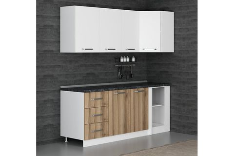 MİNAR 205CM KÖŞE MUTFAK DOLABI BEYAZ DORE K205D2