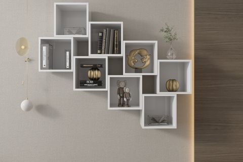 PUZZLE MODÜLER ZİGZAG KİTAPLIKLI RAF