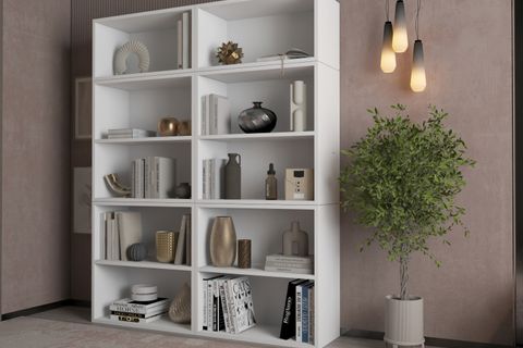 LEKSA RAFLI KİTAPLIK 130 CM BEYAZ KTP-1263