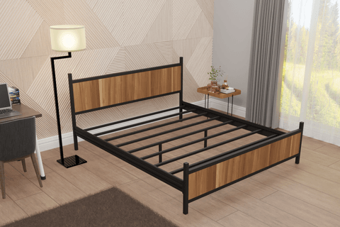 GM 305 MODERN ÇİFT KİŞİLİK METAL KARYOLA, SİYAH CEVİZ, 160X200