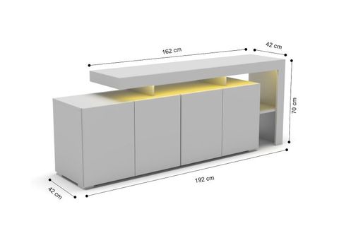 LUMA LEDLİ KONSOL TV ÜNİTESİ, 192 CM, BEYAZ DESEN