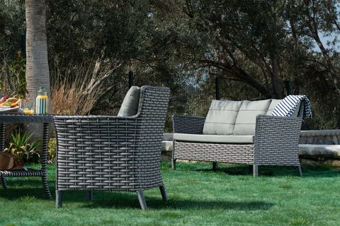 LENTA RATTAN BAHÇE MOBİLYASI, GRİ, 3+1+1