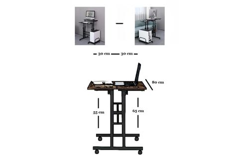 YÜKSEKLİK AYARLI LAPTOP MASASI, ATLANTİK ÇAM, 80X60