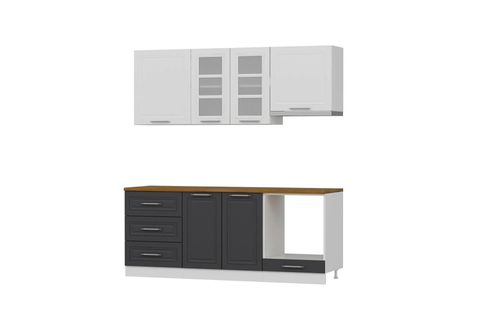 MİNAR 200 CM MEBRAN C MUTFAK DOLABI BEYAZ ANTRASİT 200-MCBA1