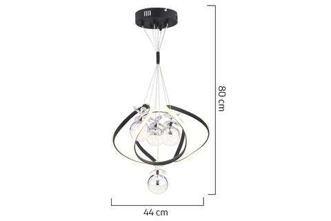 BALCA DÖRTLÜ 3 RENKLİ LED AVİZE, SİYAH KROM