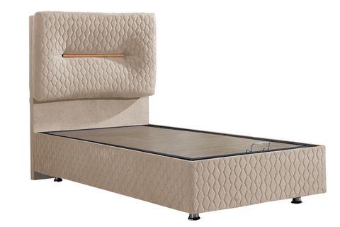 ASTRA BAZA BAŞLIK VE REAL PEDLİ YATAK SETİ, BEJ, 90X200
