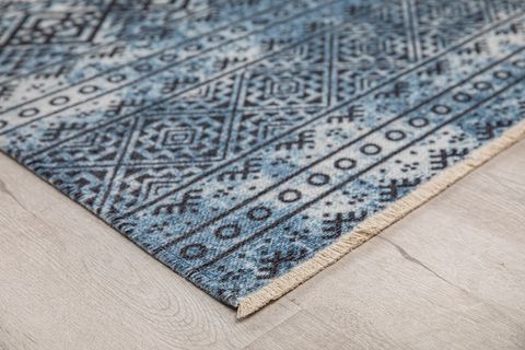 ANGORAHOME VEGA DEKORATİF KİLİM 4226, MAVİ, 80X300