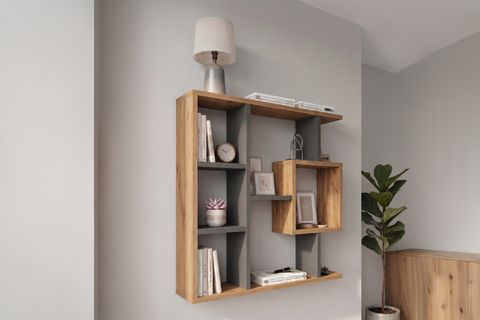 ENDA HOME YEGANE ÇİFT KULLANIMLI DUVAR RAFI ÇAM ANTRASİT
