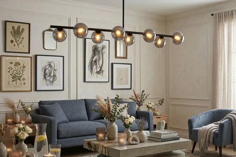 BESTE SIRALI FÜME CAMLI SİYAH AVİZE, SEKİZLİ