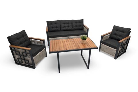 PUSULA METAL ÜÇLÜ OTURMA GRUBU, CAPPUCİNO