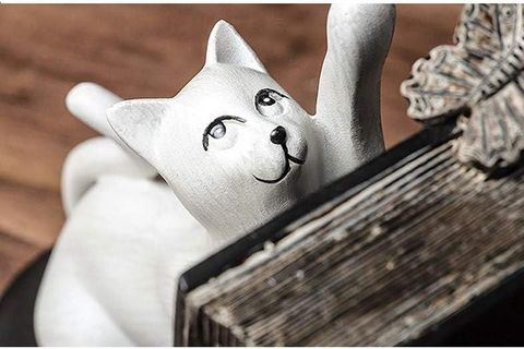 KEDİ FİGÜRLÜ KELEBEK DETAYLI İKİLİ KİTAP TUTUCU