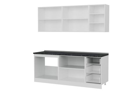 MİNAR PRAGA 205 CM MUTFAK DOLABI BEYAZ DORE 2