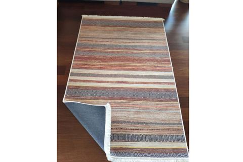 HALIMAX DARA 178 KAYMAZ DOKUMA TABANLI ÇİZGİLİ MODERN HALI, TURUNCU, 100X300