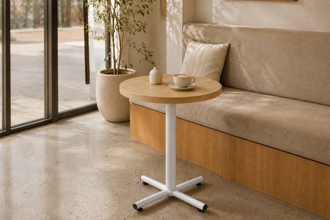 PAYAS METAL AYAK MUTFAK BAHÇE BALKON BİSTRO VE CAFE MASASI, 70X70 CM, NATUREL BEYAZ
