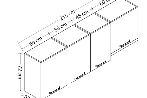MİNAR 215 CM MUTFAK DOLABI BEYAZ 215-B4-ÜST MODÜL