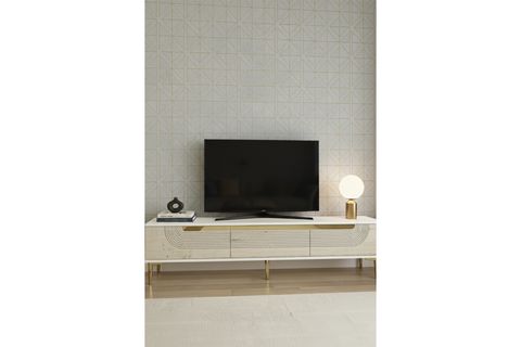 MEYRA TV SEHPASI, BEYAZ TRAVERTEN GOLD, 180 CM, TSA1805BTG
