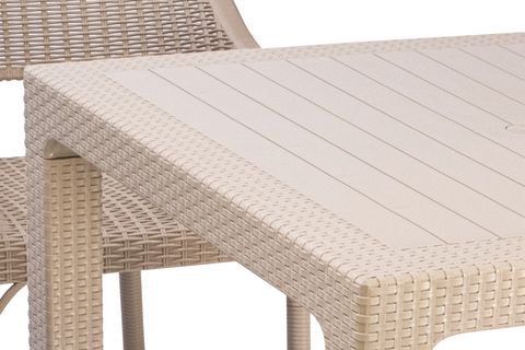 BAHEX BAMBU KARE DÖRTLÜ CAMSIZ RATTAN BAHÇE & BALKON MASA TAKIMI, 90X90CM, CAPPUCCİNO