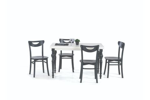 DAMLA SABİT MASA VE KELEBEK SANDALYE TAKIMI, BEYAZ ANTRASİT, 125X80