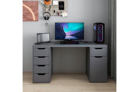 ALEN ÇALIŞMA MASASI, ANTRASİT, 5 ÇEKMECELİ, 150 CM