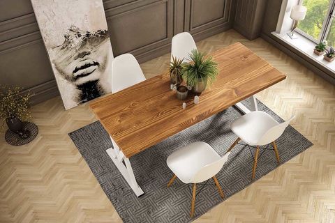 WOODESK ELİTS MASİF TİK RENK 200X70 SANDALYELİ MASA TAKIMI CPT7374-200