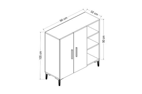 ELSE BEYAZ RENK DEKORATİF MODERN KAPAKLI RAFLI AYAKKABILIK AYAKKABI DOLABI
