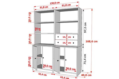 ZEHRA KONSOL 353, RAFLI ÇEKMECELİ DOLAPLI, BEYAZ, 130 CM VTR-1068