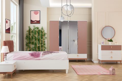 ROZETTA BAZA+BAŞLIK, STANDART AYAKLI, PEMBE BEYAZ, 100X200