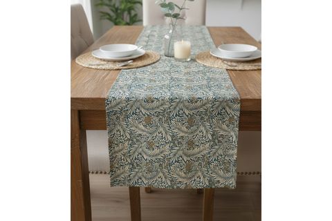 ZÜMRÜT YAPRAKLAR PAMUKLU MASA RUNNER, 0049 50X150