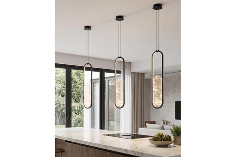 ÖZCAN AYDINLATMA ALABASTER TEKLİ SARKIT 50*20 SİYAH, 2869-1-19