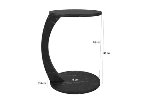 CLEO TEKERLEKLİ C SEHPA TEKERLEKLİ YAN SEHPA, SİYAH