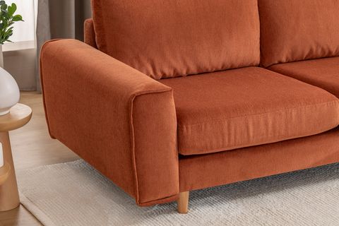 MERLİN MİNİ KÖŞE KOLTUK, NATUREL AYAK, FİTİLLİ KOL, KADİFE KUMAŞ, KİREMİT