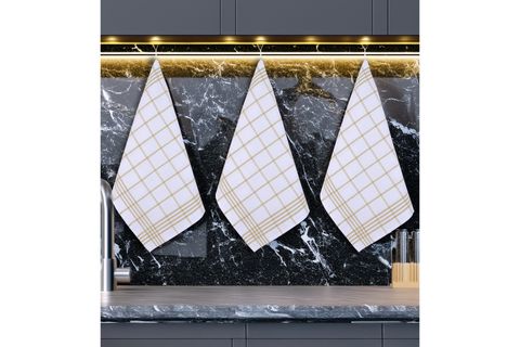 WAFFLE DESEN ÜÇLÜ KAHVE MUTFAK KURULAMA BEZİ, 50X70CM