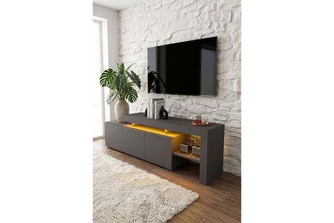 LUMA LED IŞIKLI TV ÜNİTESİ, ANTRASİT, 160 CM