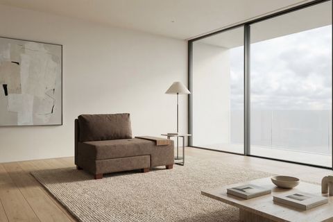 PERENNA YATAKLI TEKLİ KOLTUK ŞÖNİL KAHVE SAĞ