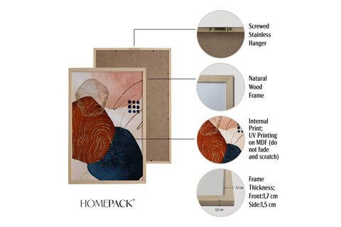 HOMEPACK, DOĞAL AHŞAP ÜÇLÜ TABLO SETİ, ÇERÇEVELİ, 30X40, HPN050