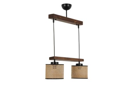 LUMEXX DAVİD İKİLİ SIRALI CEVİZ RATTAN ABAJURLU SARKIT