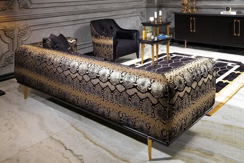 CAVALLİ ÜÇLÜ KOLTUK, KARE DÜĞMELİ, SİYAH