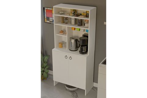 İNTERGO KAHVE KÖŞESİ İKİ KAPAKLI ÇOK AMAÇLI DOLAP, BEYAZ