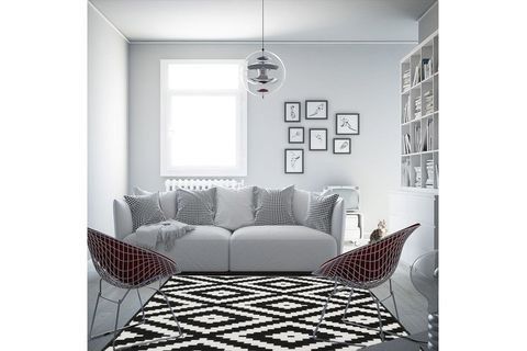 MORETTİ ÇİFT TARAFLI HALI MONOKROM SİYAH BEYAZ 77X200