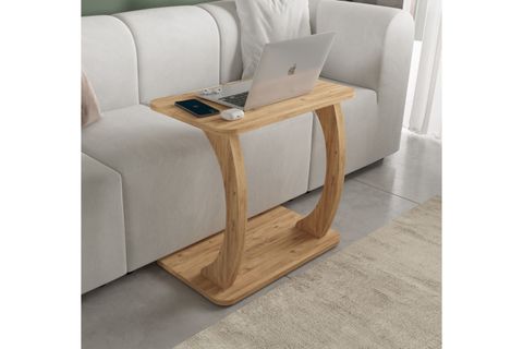 HULK TEKERLEKLİ GENİŞ YAN SEHPA, ÇAM