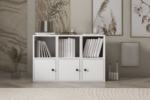 LEKSA 3 KAPAKLI RAFLI 65 CM BEYAZ KTP-1050-Ç KİTAPLIK