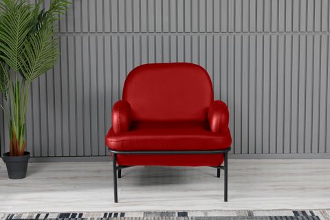 VİANEM DERİ ASTER BERJER, KIRMIZI, SİYAH METAL AYAK