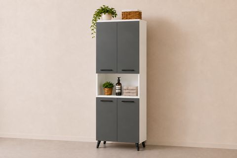 LİSTRA 4 KAPAKLI ÇOK AMAÇLI DOLAP, ANTRASİT BEYAZ, 170,8 CM