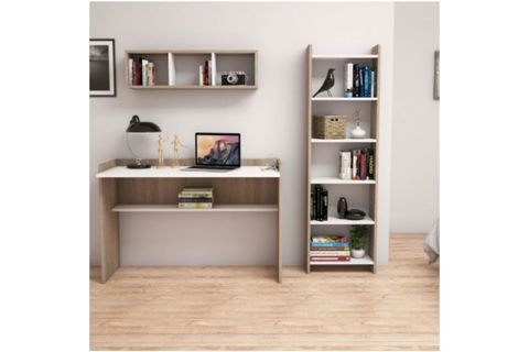 BİMOSSA HÜRREM KİTAPLIKLI ÇALIŞMA MASASI, CEVİZ BEYAZ, U7020
