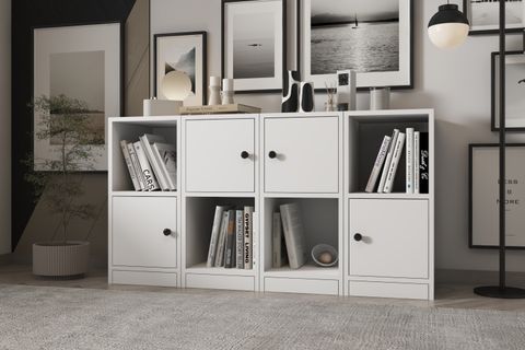 LEKSA 4 KAPAKLI RAFLI KİTAPLIK 130 CM BEYAZ KTP 1179 Ç